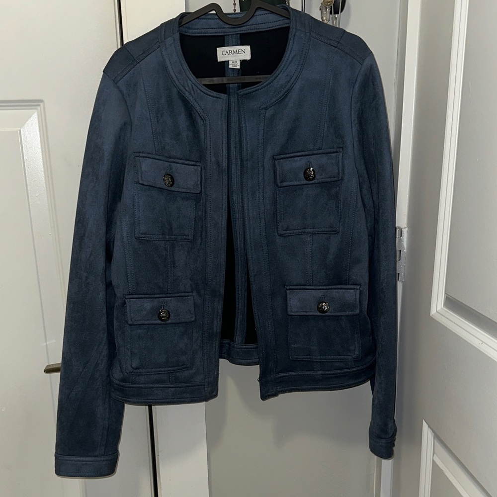 Carmen Marc Valvo Midnight and Sky Blue Jacket